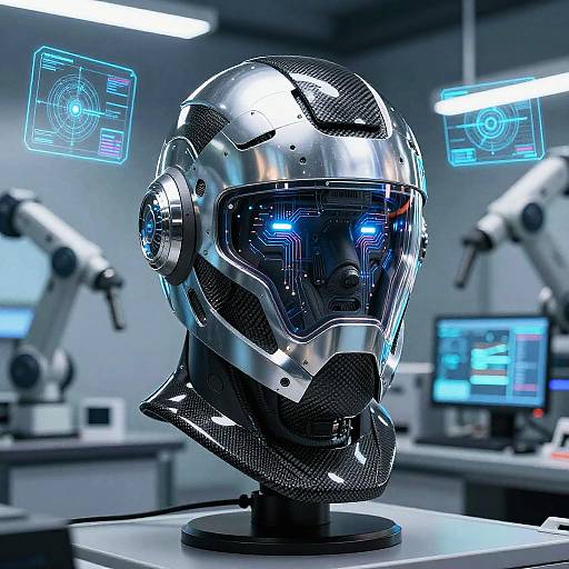 Futuristic Armor Helmet with Holograms