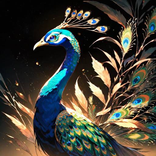 Majestic Peacock Among Cinnamon Tea Plant Majestic Peacock Among Cinnamon Tea Plant
