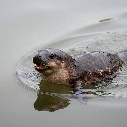 Detailed Platypus Swimming Pose