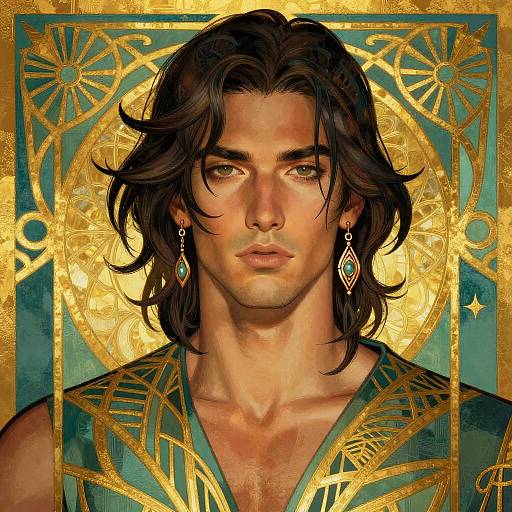 Art Deco Male Troubadour Portrait