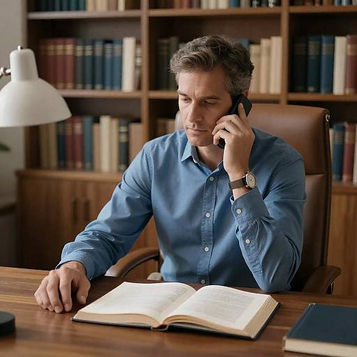 Focused Professional in Cozy Office Setting