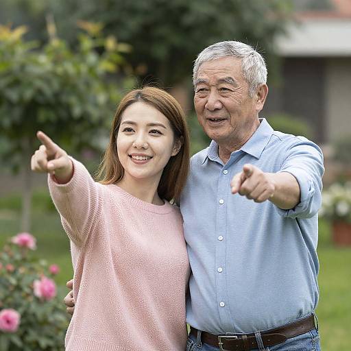 Smiling Couple in a Lush Garden