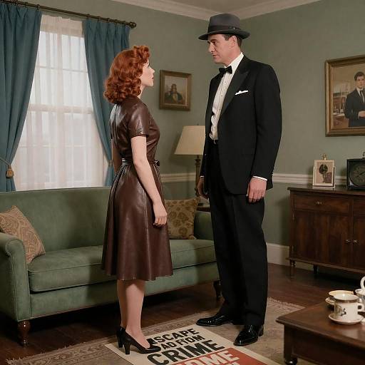 1950s Noir Living Room Standoff