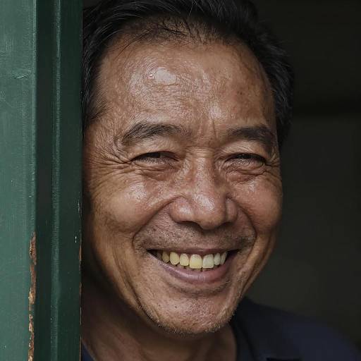 Smiling Man Behind Dark Green Frame