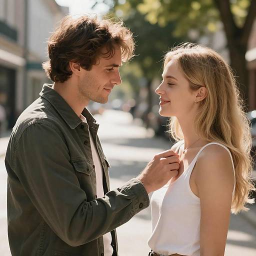 Tender Moment on a Sunlit Street