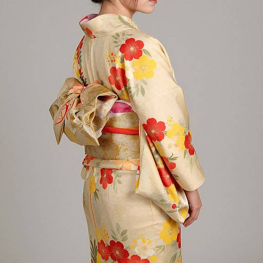 Vintage Japanese Kimono with Floral Patterns