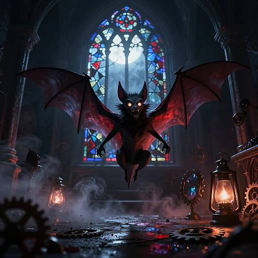 Graceful Vampire Bat in Gothic Crypt