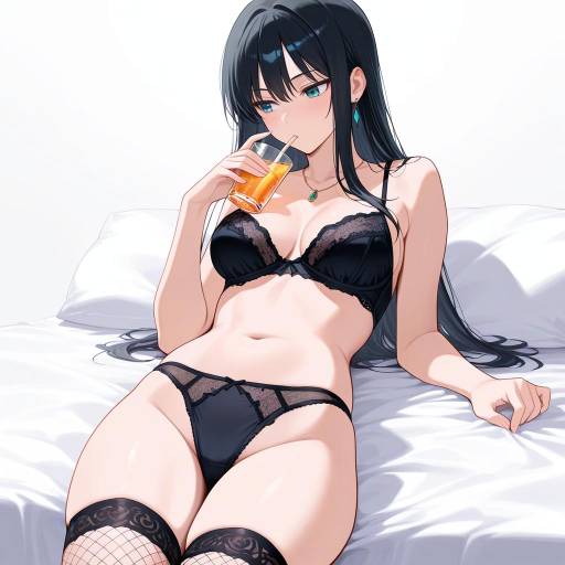 Mysterious Woman in Lingerie on Bed Mysterious Woman in Lingerie on Bed