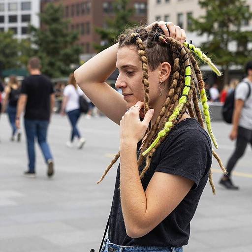Non-binary Person in Neon Dyed Dreadlocks