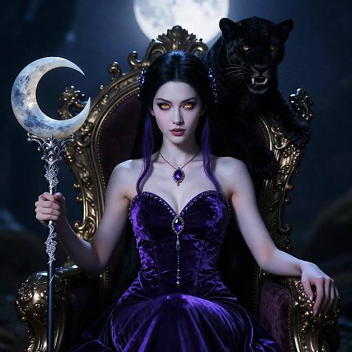 Enchantress Nyara with Moonstone Scepter and Panther