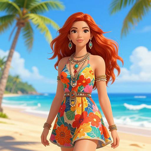 Vibrant Tropical Woman Illustration