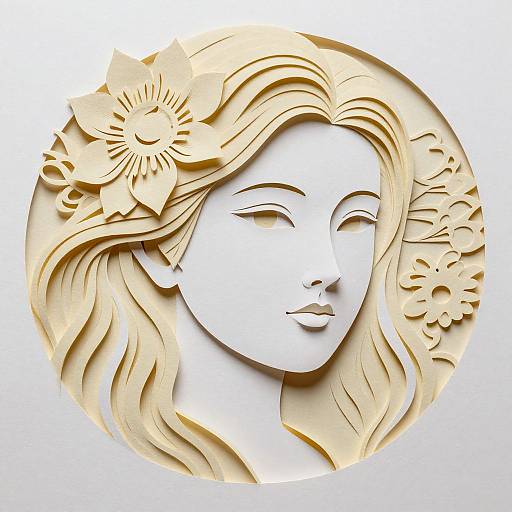 Intricate Paper-Carved Woman's Face