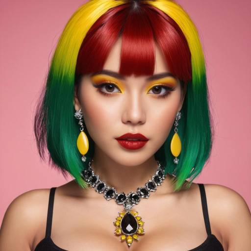 Vibrant Girl with Colorful Hair and Jewelry