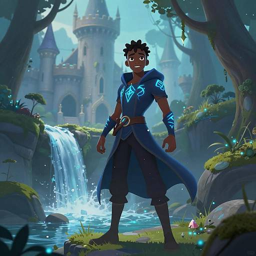 Ethereal Sorcerer by Glowing Waterfall