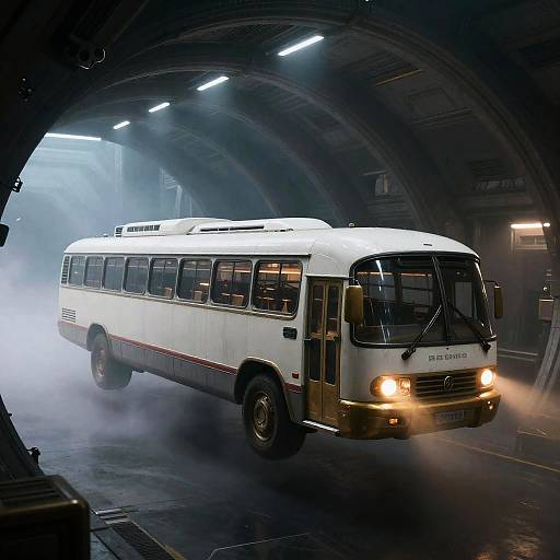 Futuristic Hovering Military City Bus