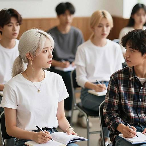 Realistic Indoor Group: Boys and Girls Studying