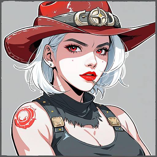 Illustration of Ashe (overwatch), overwatch in the style of Kashikaze