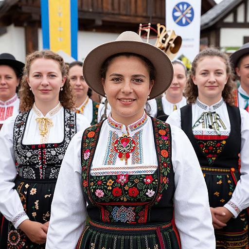 Slovenian Women in Traditional Festival Attire