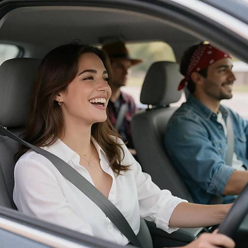 Joyful Car Ride with Friends