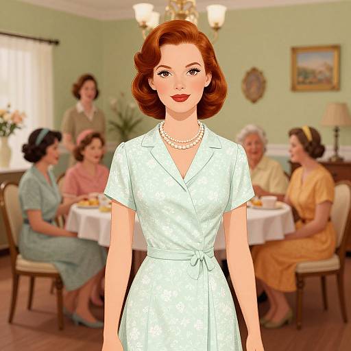 Mid-Century Ginger Woman Illustration