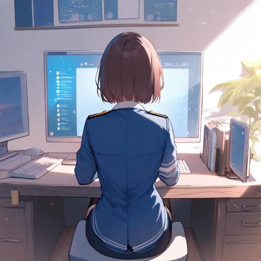 Admiral Kancolle Girl at Desk