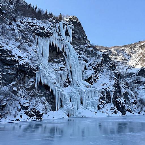 Winter Cascade Mountain Photorealism