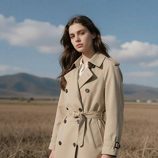 Serious Young Woman in Brown Field