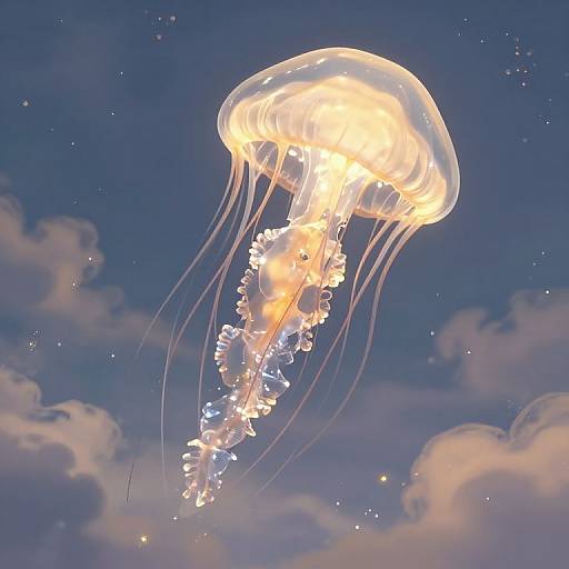 Ethereal Jellyfish in Dreamy Sky