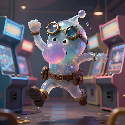 Anthropomorphic Bubble Gum Character in Arcade
