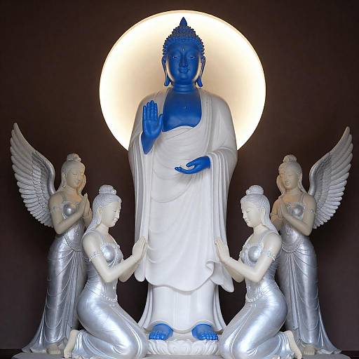 Majestic Blue Buddha Surrounded by Angels