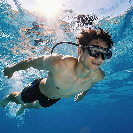 Smiling Male Diver in Crystal Pool