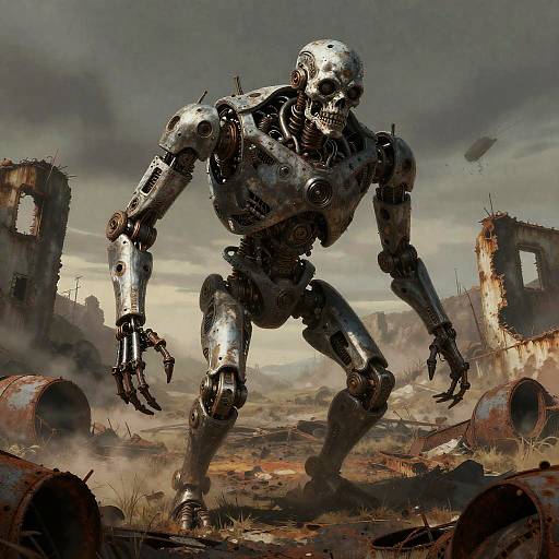Twisted Mechanical Golem in Wasteland