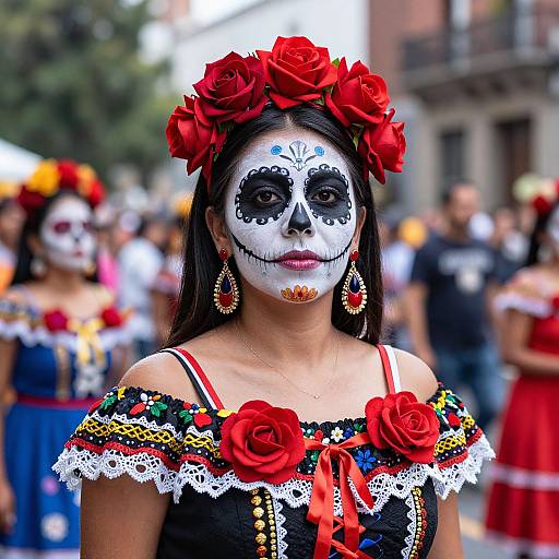 Day of the Dead Woman in Red Crown