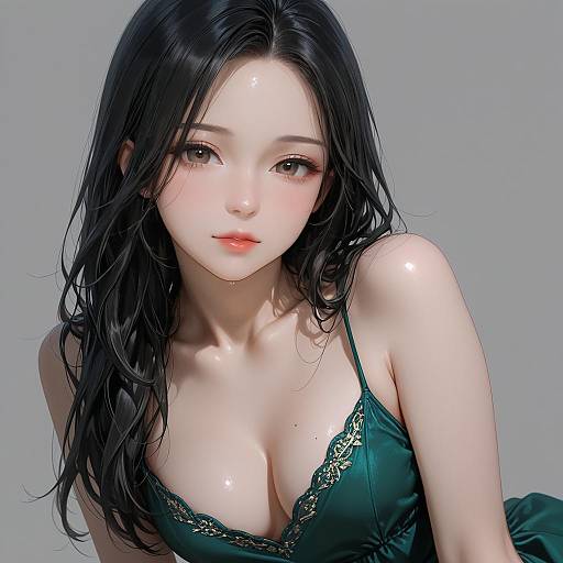 Portrait of Woman in Green Dress