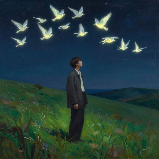 Surreal Figure on Luminous Hillside