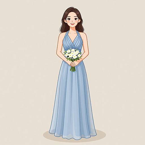 Romantic Bridesmaid in Soft Blue Dress