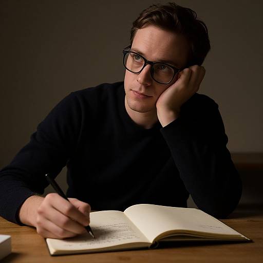 Introspective Gentleman with Composition Notebook