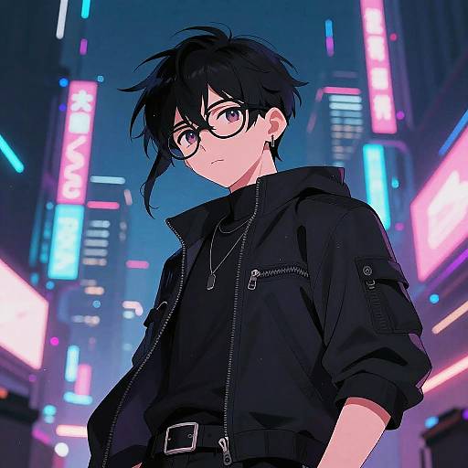 Cyberpunk Anime Character in Neon City