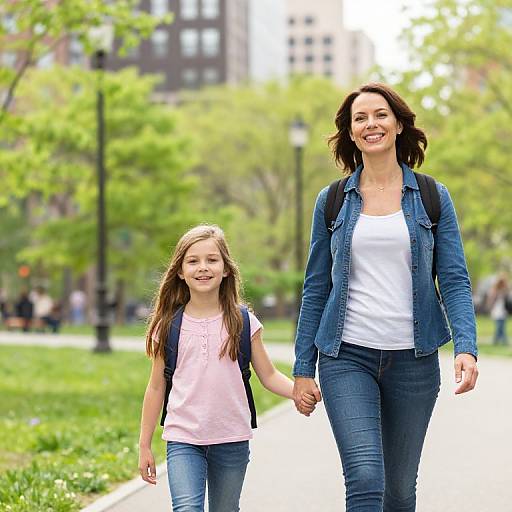 Confident Mother and Daughter Walk