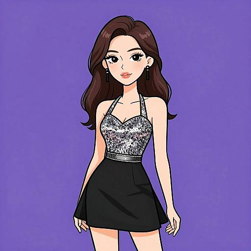 Elegant Woman in Silver Evening Wear