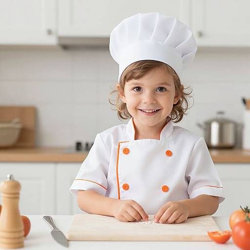 Toddler Chef in Uniform Pose