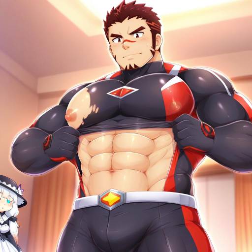 Illustration of Akashi (live a hero), live a hero in the style of Kane-neko