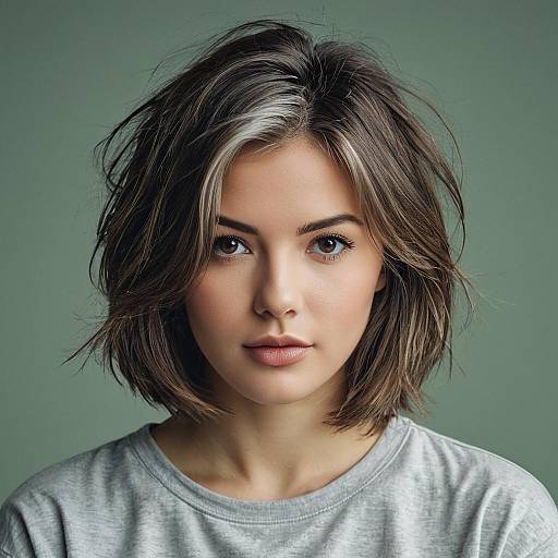 Young Woman with Layered Bob Hairstyle