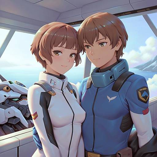 Illustration of Amuro ray, gundam in the style of Bigrbear