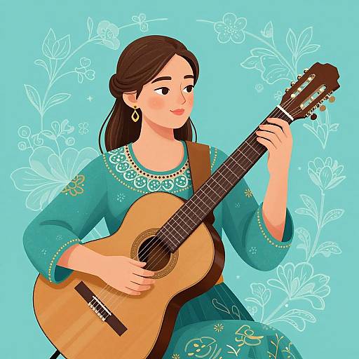 Vibrant Digital Illustration of Guitarist