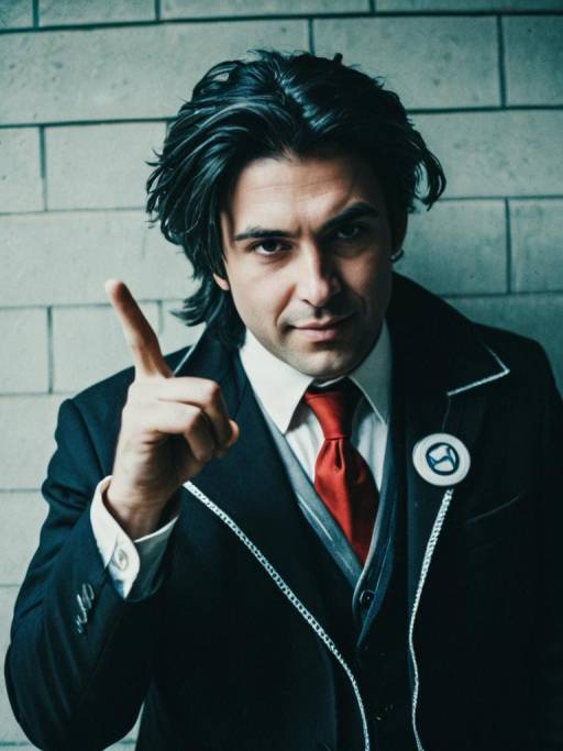 Man in Anya Forger Inspired Cosplay with Red Tie