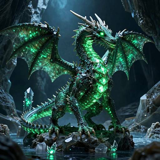 Giger-Inspired Emerald Crystal Dragon Cavern
