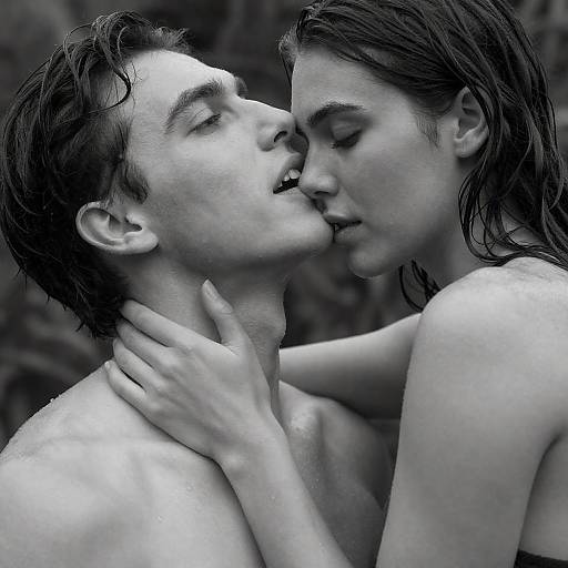 Intimate Black and White Couple Embrace