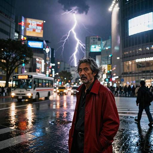 Cinematic Rainy Night at Shibuya Crossing