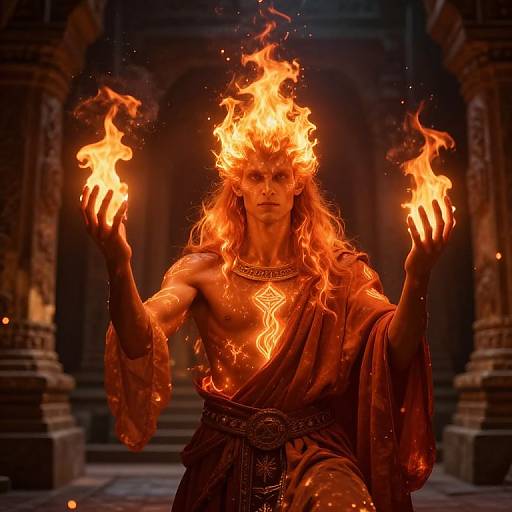 Fire Genasi Cleric in Ancient Temple